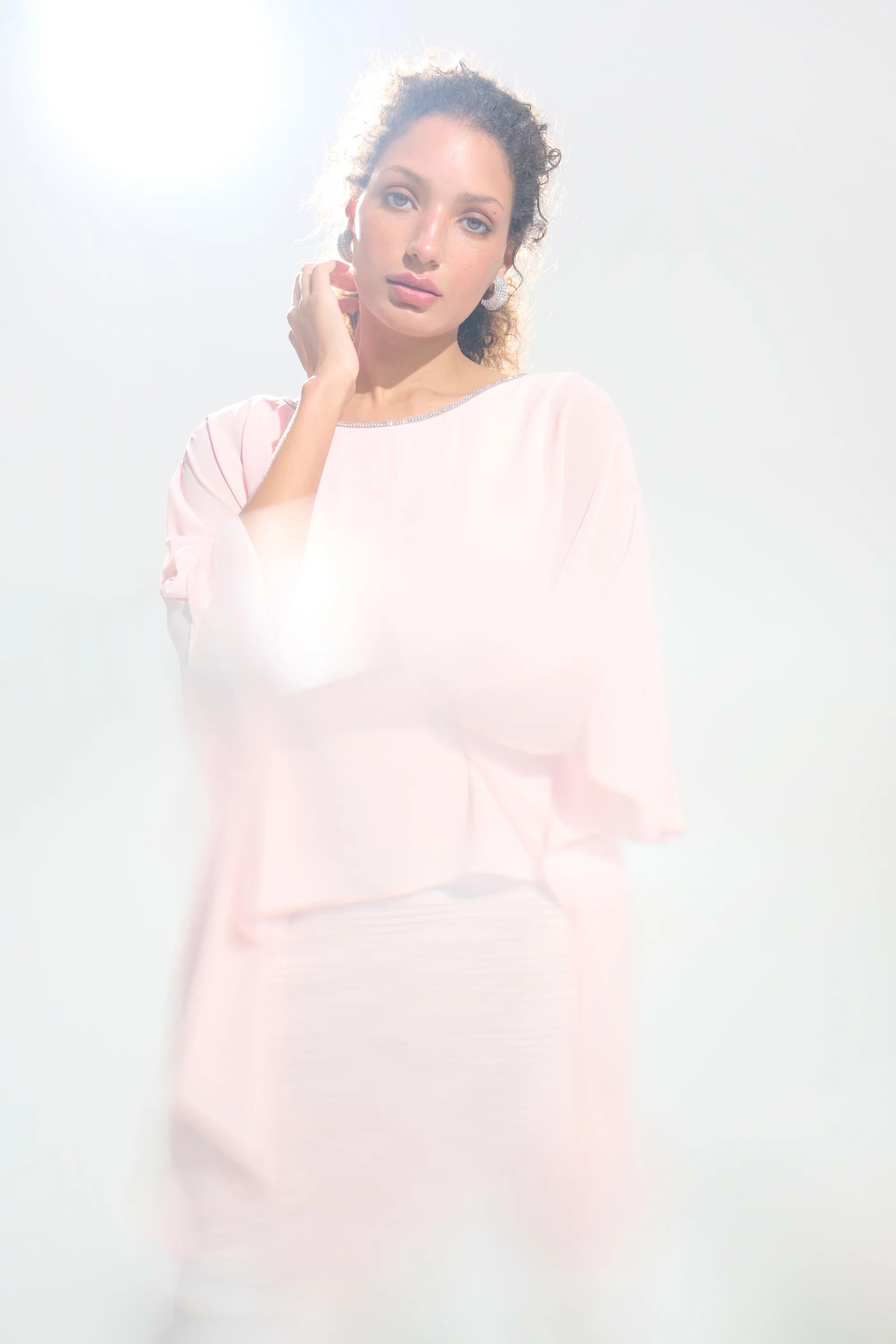 SIGNATURE | CASCADE KNIT SHEATH DRESS WITH CHIFFON PONCHO OVERLAY 261707