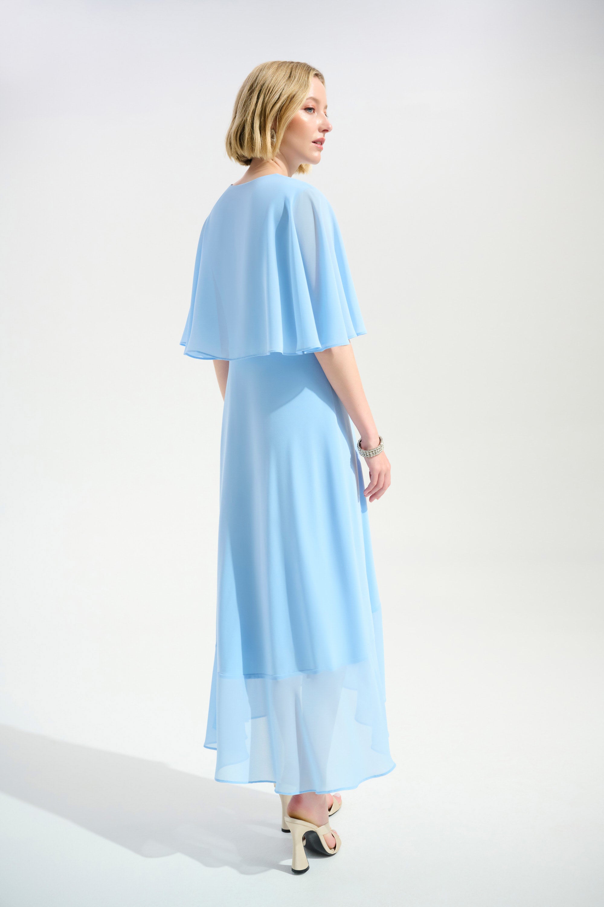 SIGNATURE | SILKY KNIT FLOWY WRAP DRESS WITH BUCKLE RHINESTONES DETAIL 261714