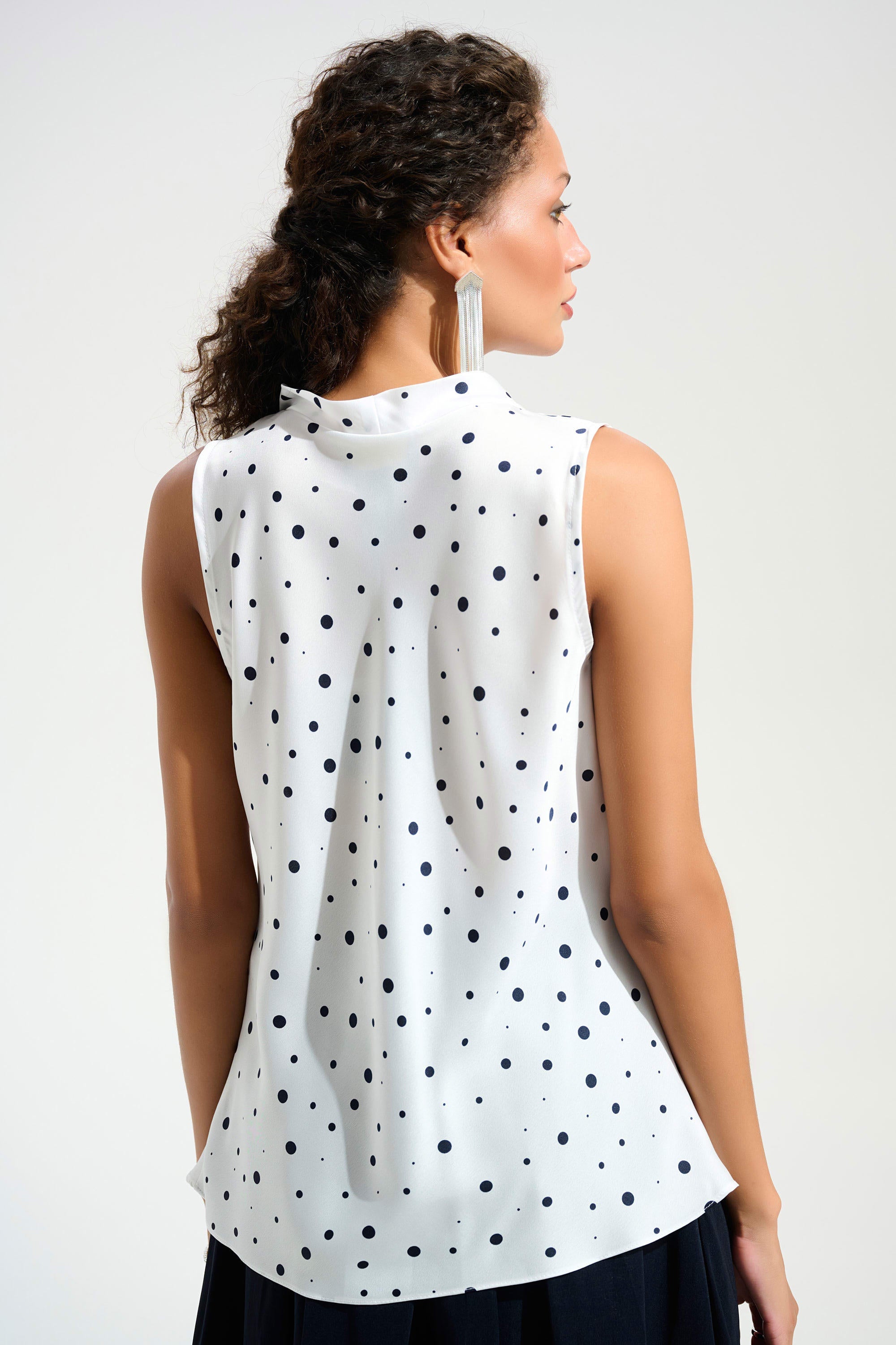 SIGNATURE| SATIN DOT PRINT SLEEVELESS COWL NECK TOP 261746
