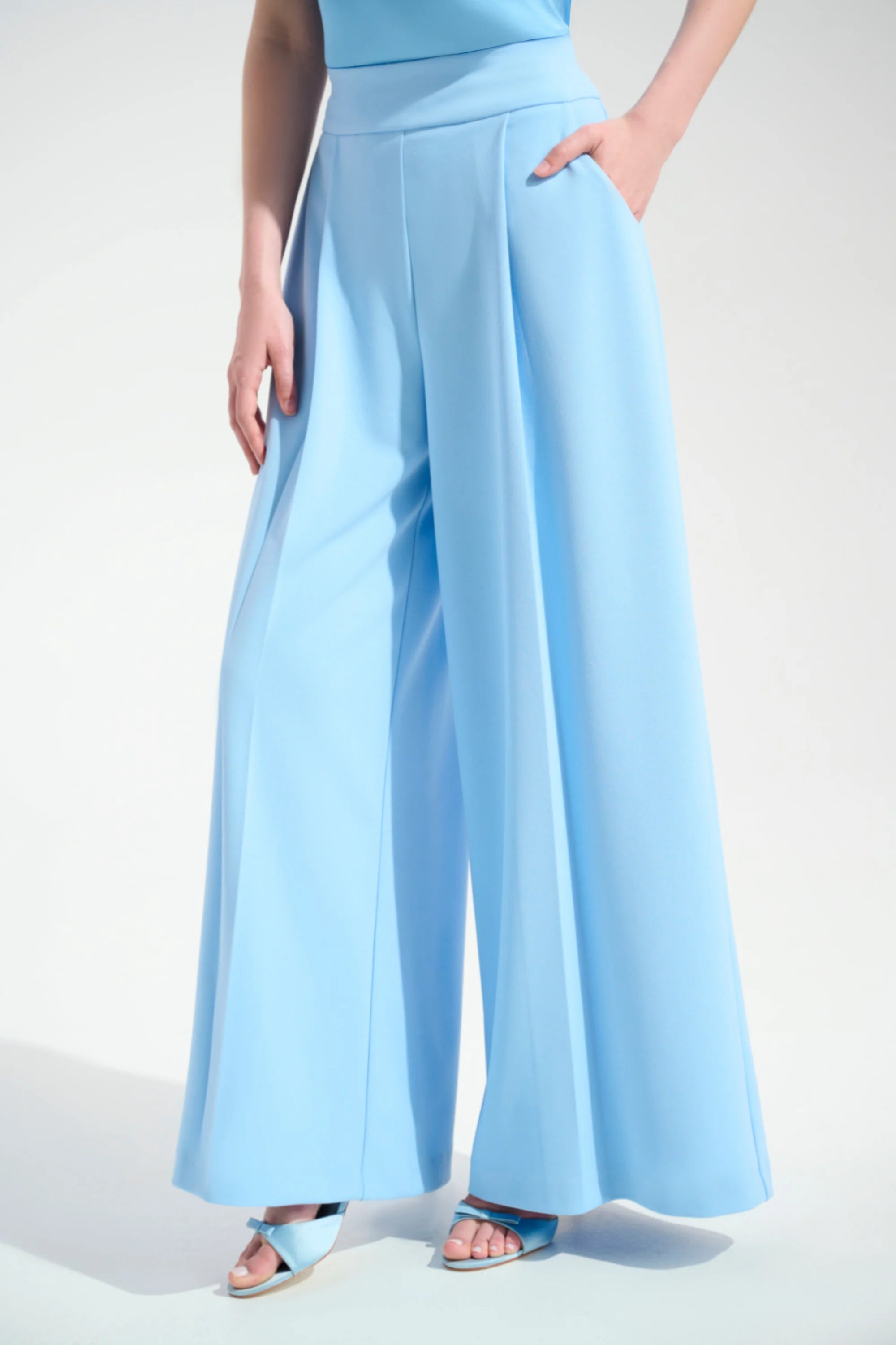 SCUBA 2 PCS SET CREPE JACKET WITH  RHINESTONE TRIM & SCUBA WIDE LEG PANT