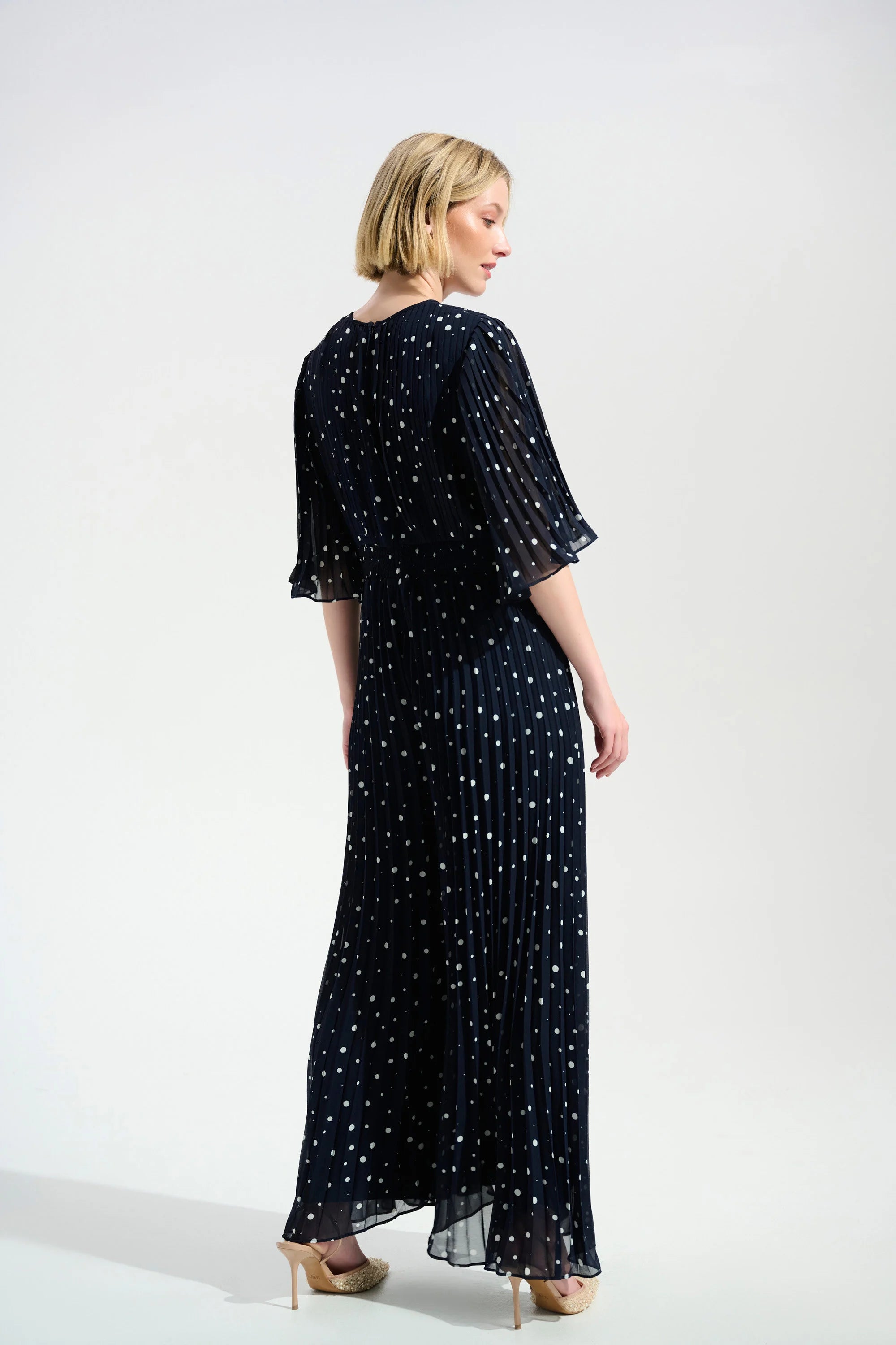 SIGNATURE | PLEATED CHIFFON POLKA DOT PRINT WIDE LEG JUMPSUIT WITH KNOT DETAIL 261756