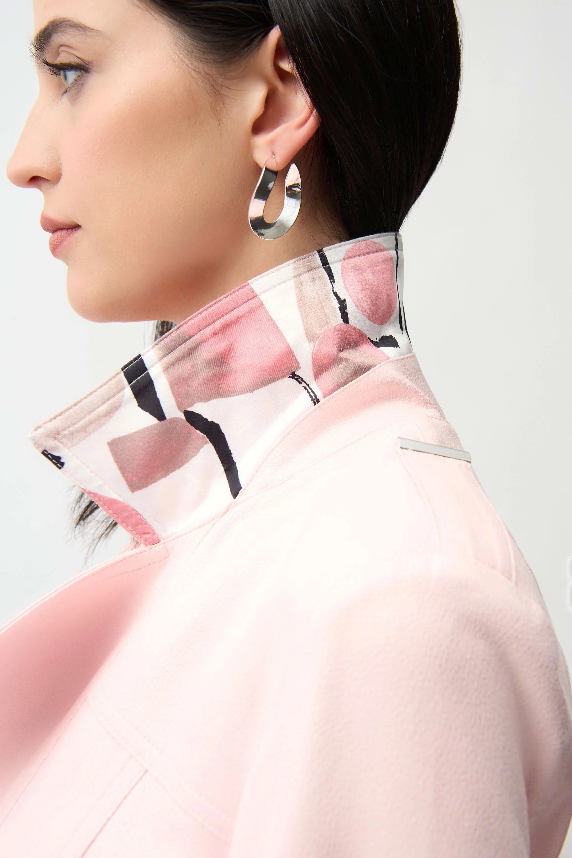 FOILED FAUX SUEDE FITTED JACKET WITH DECORATIVE BUCKLES 261910