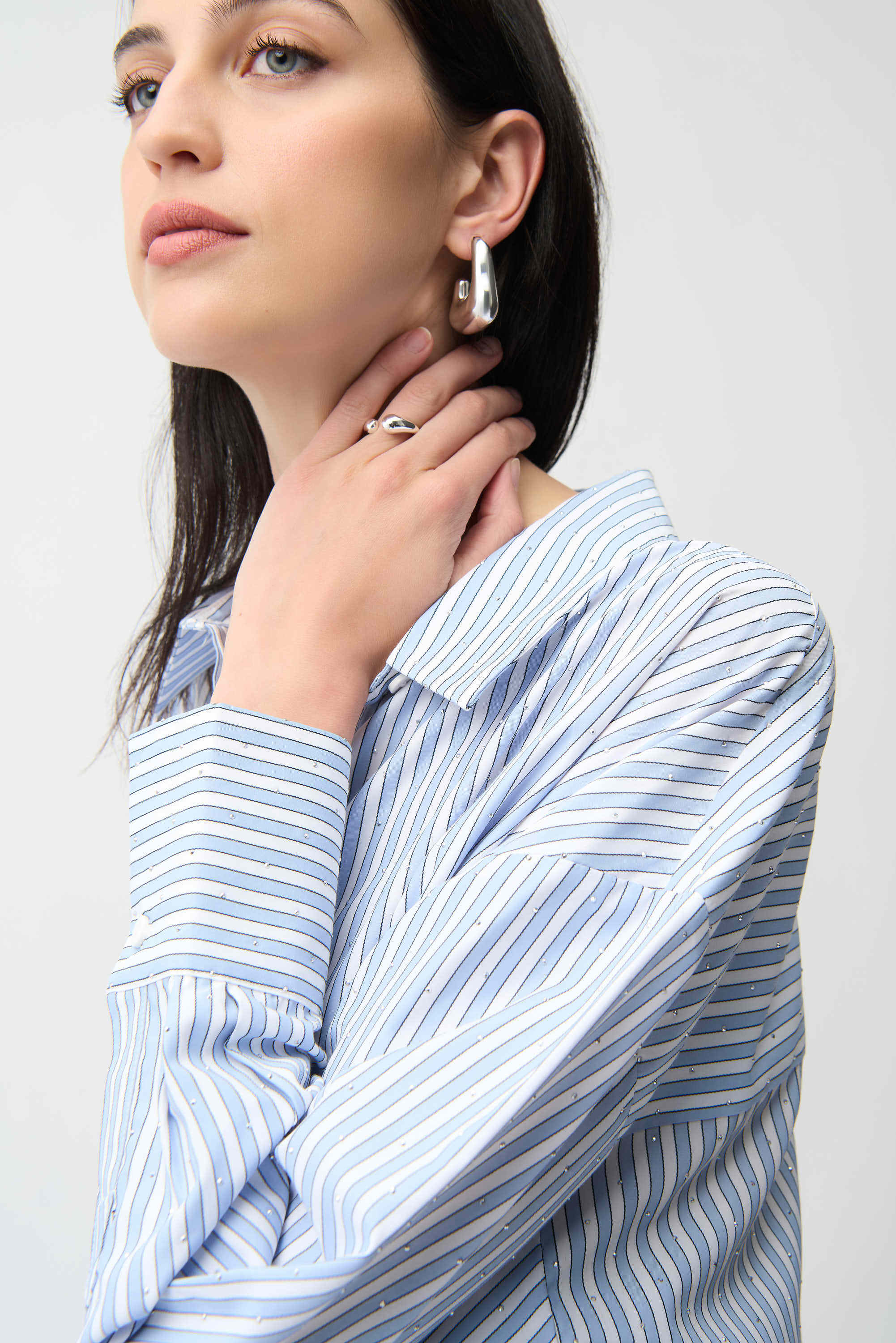 TENCEL STRIPE PRINT BOXY BLOUSE 261931