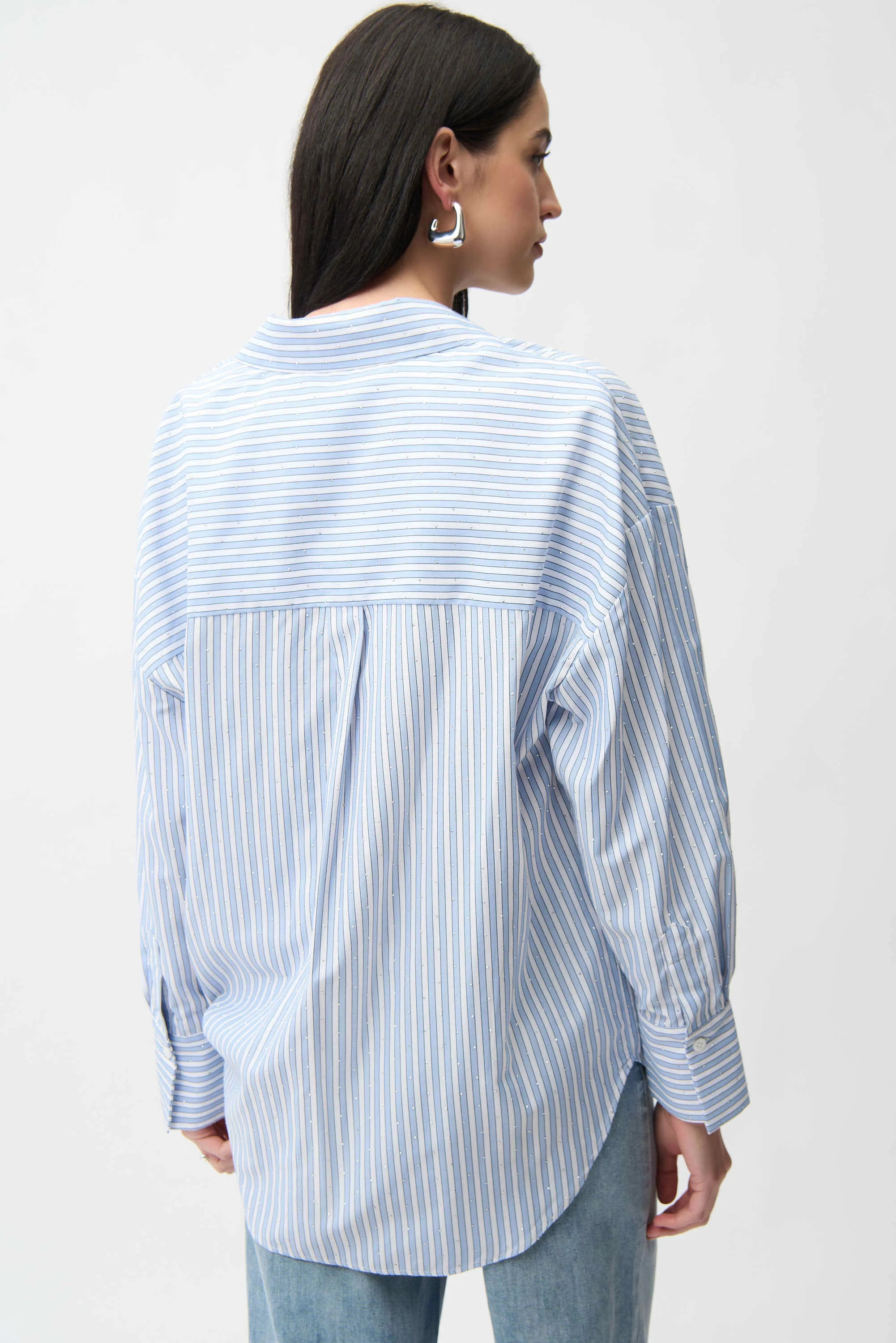 TENCEL STRIPE PRINT BOXY BLOUSE 261931