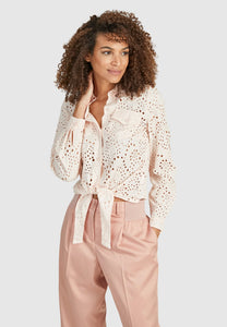 MARC AUREL WRAP BLOUSE IN PERFORATED EMBROIDERY