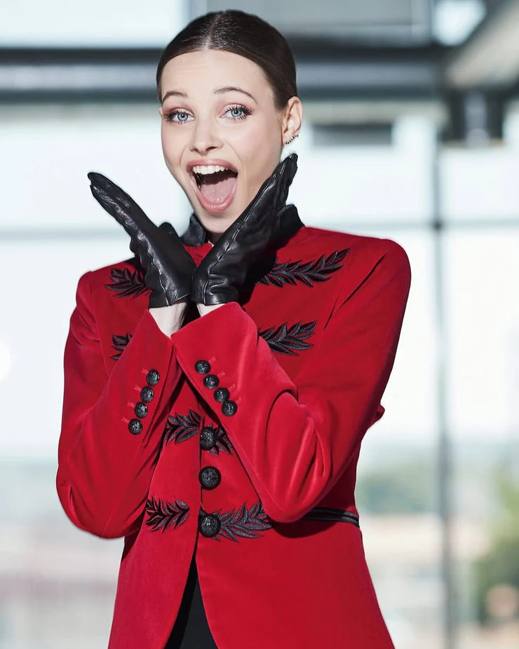 THE EXTREME COLLECTION RENATA RED VELVET BLAZER