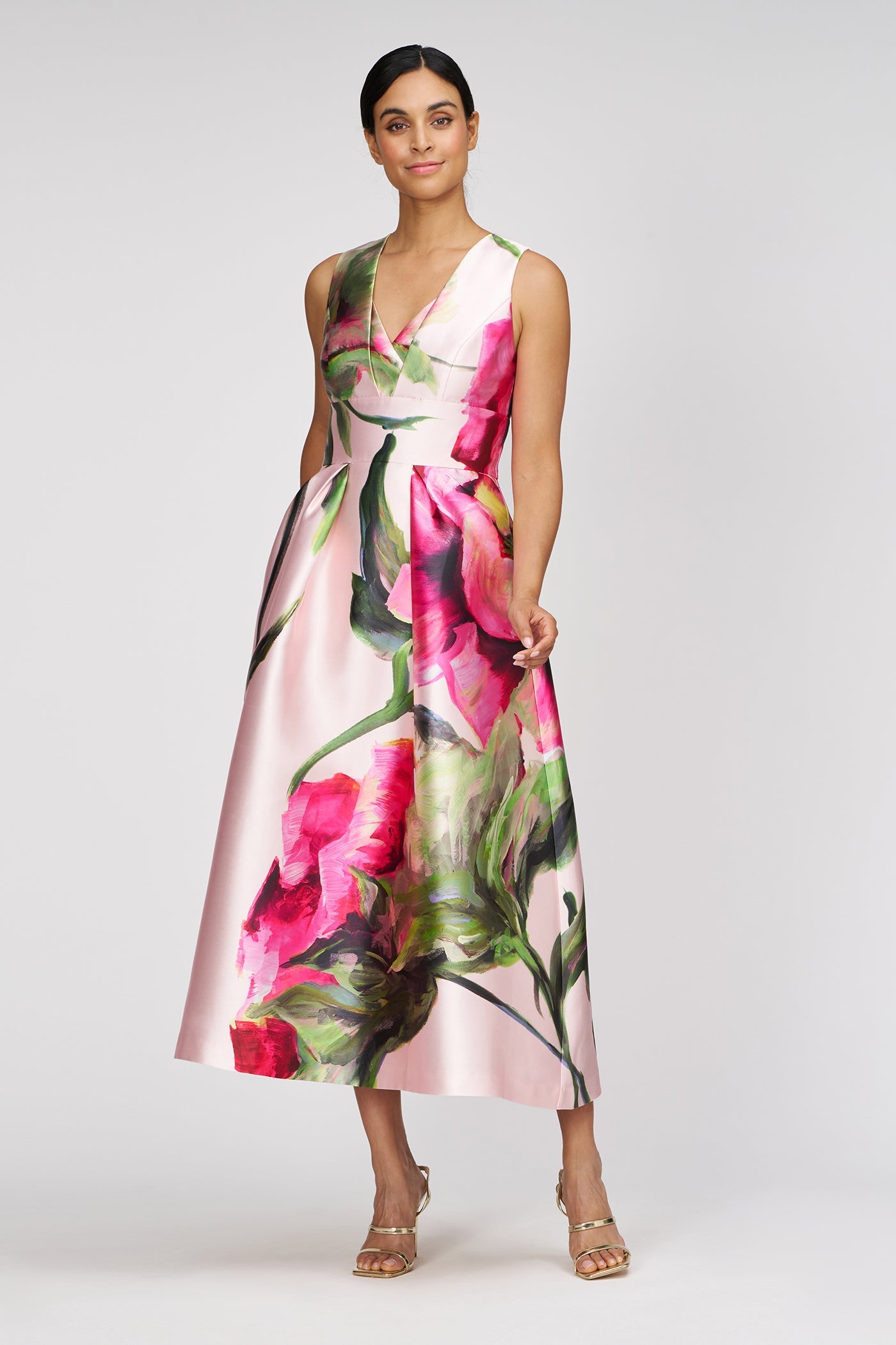 KAY UNGER REGINA TEA LENGTH DRESS BLUSH