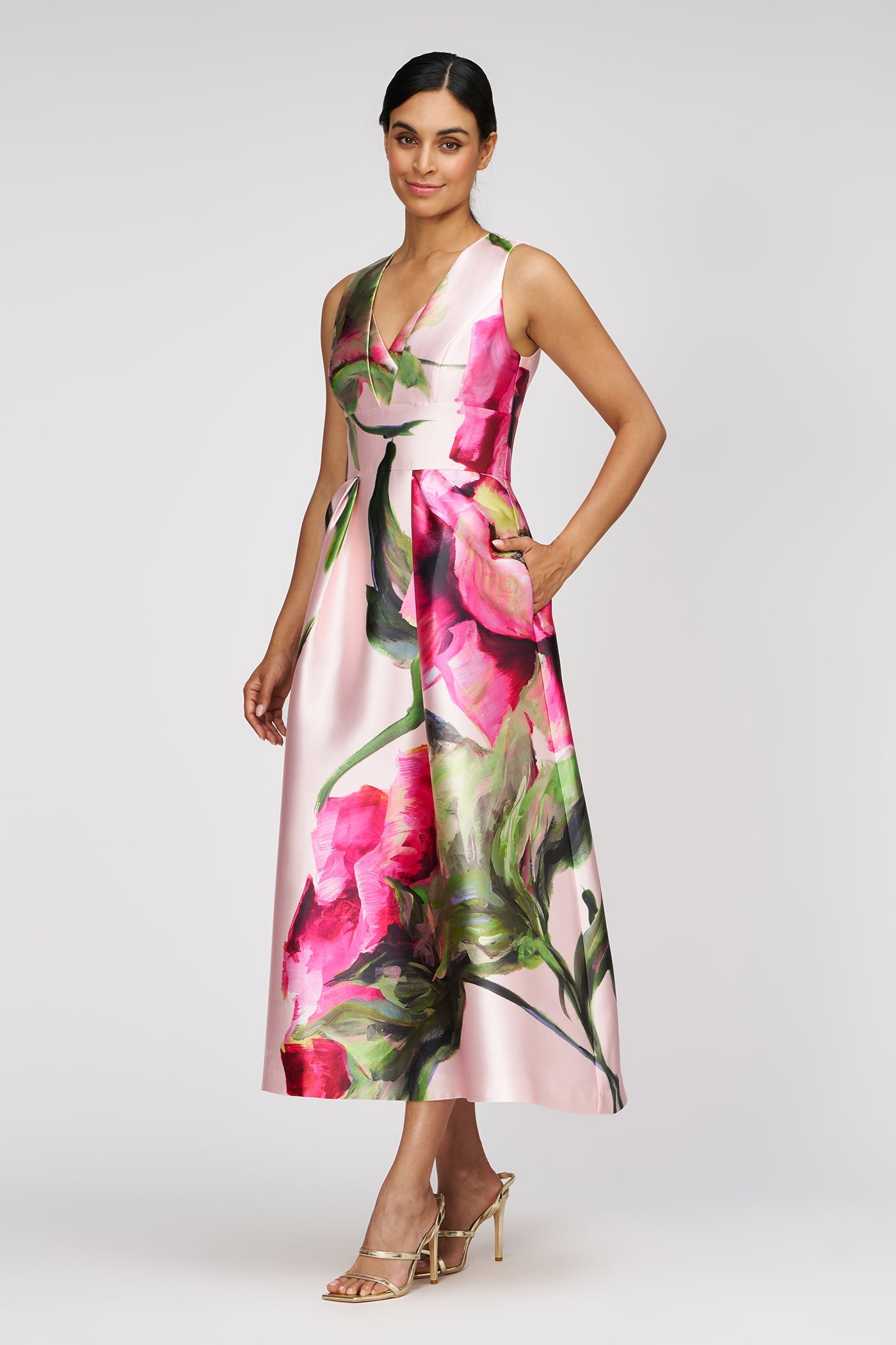 KAY UNGER REGINA TEA LENGTH DRESS BLUSH