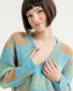 SURKANA WIDE JAQUARD CARDIGAN WITH V NECKLINE