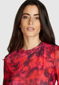 MARC AUREL TULLE SHIRT WITH ABSTRACT FLORAL PRINT