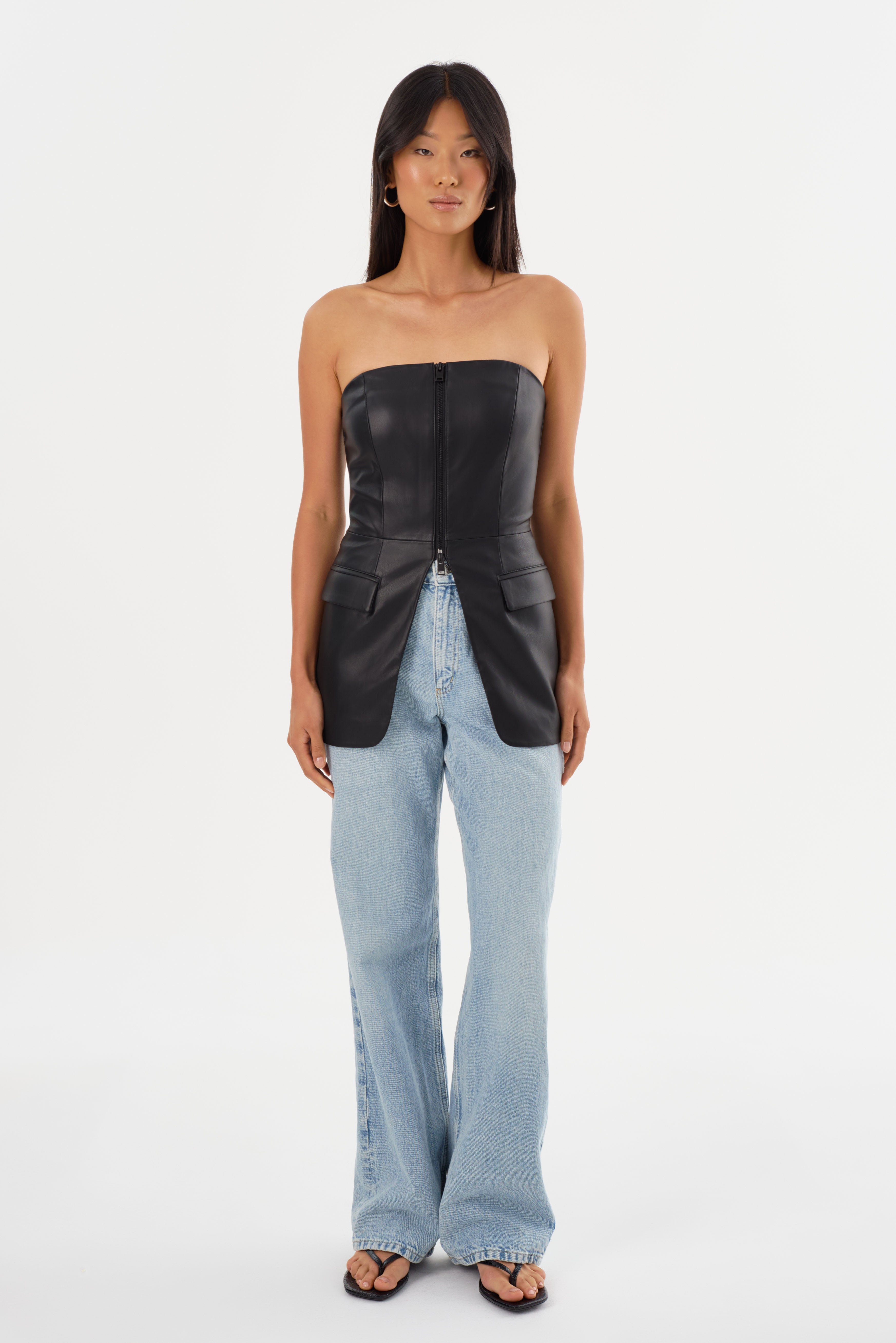 Leather bustier top online