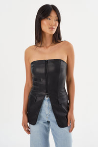 LA MARQUE AVANI FAUX LEATHER BUSTIER TOP