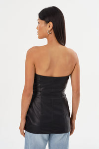 LA MARQUE AVANI FAUX LEATHER BUSTIER TOP