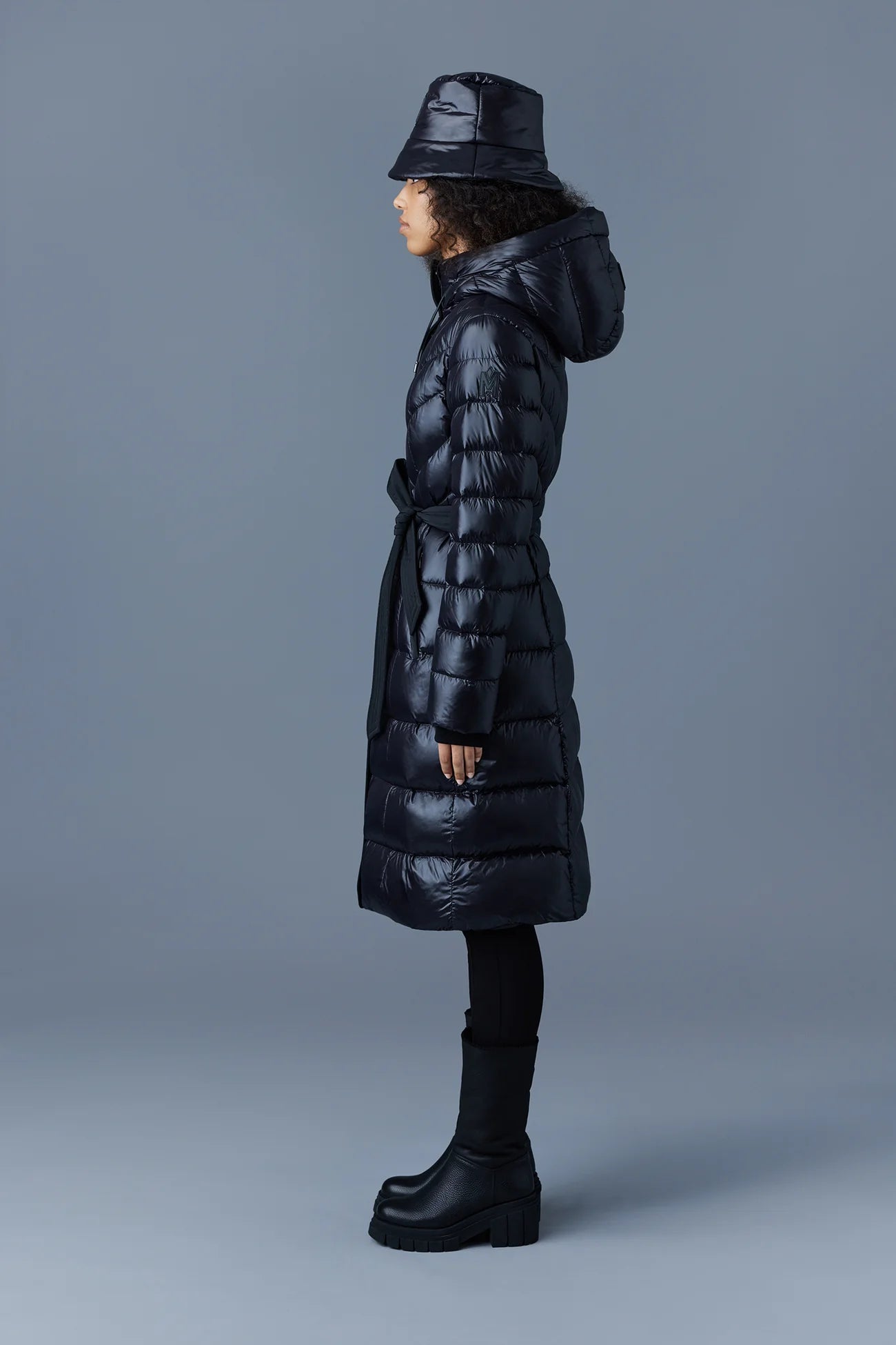 MACKAGE CORALIA down coat with hood and sash belt  DOWN TO -15ºC