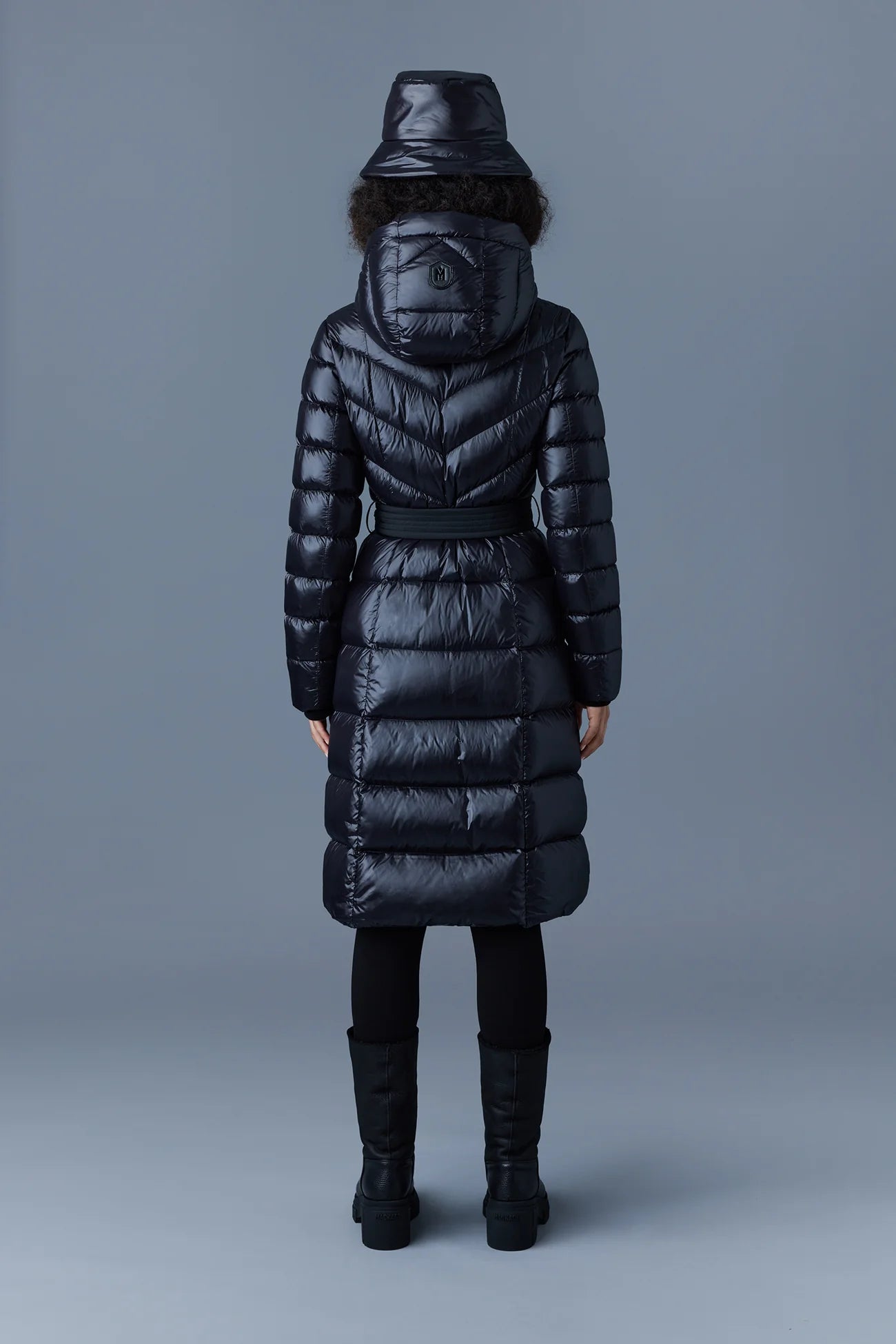 MACKAGE CORALIA down coat with hood and sash belt  DOWN TO -15ºC