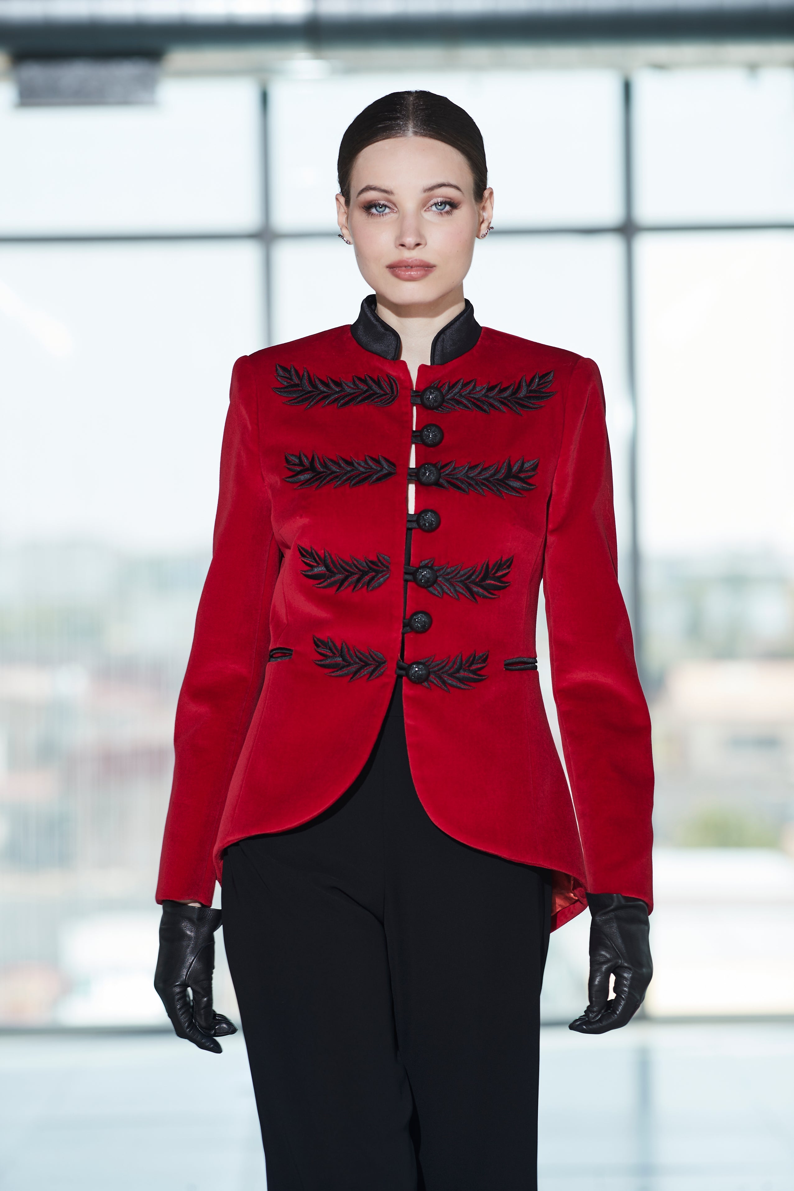THE EXTREME COLLECTION RENATA RED VELVET BLAZER