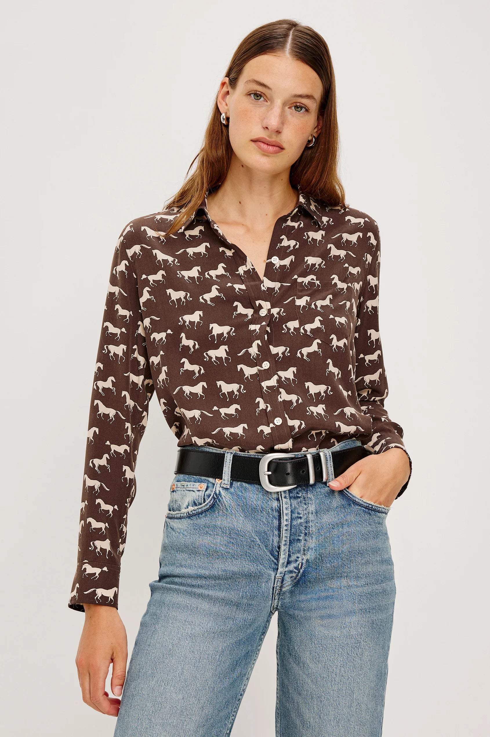 RAILS KATE SHIRT IVORY HORSES