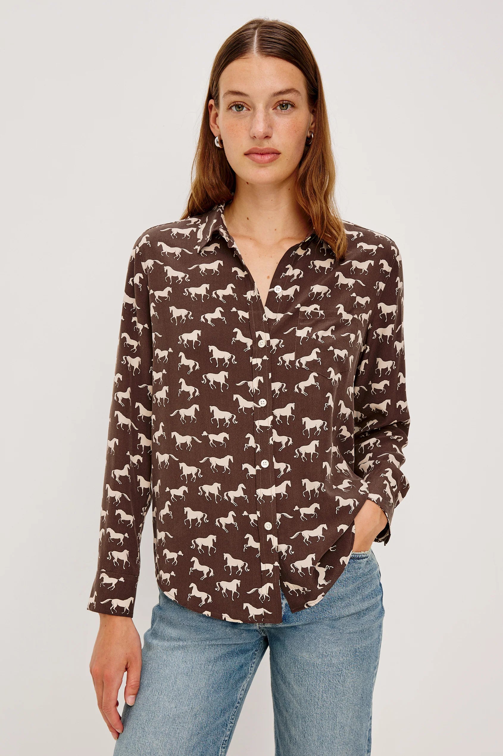 RAILS KATE SHIRT IVORY HORSES