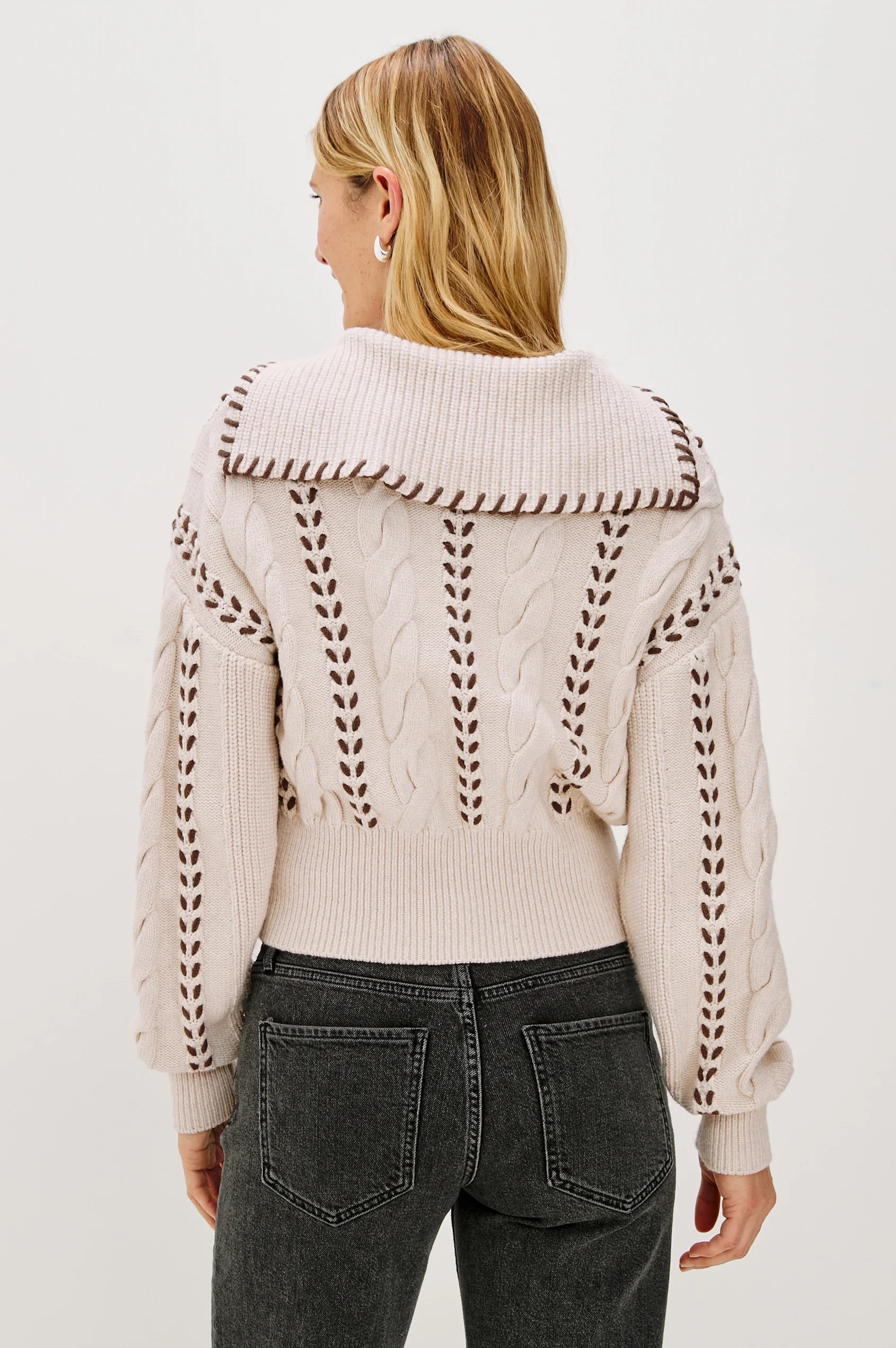 RAILS LUNE SWEATER OATMEAL BROWN WHIP STITCH