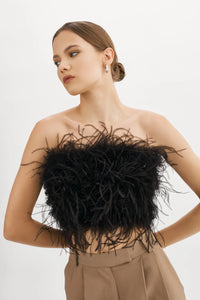 ZAINA FEATHER BUSTIER TOP