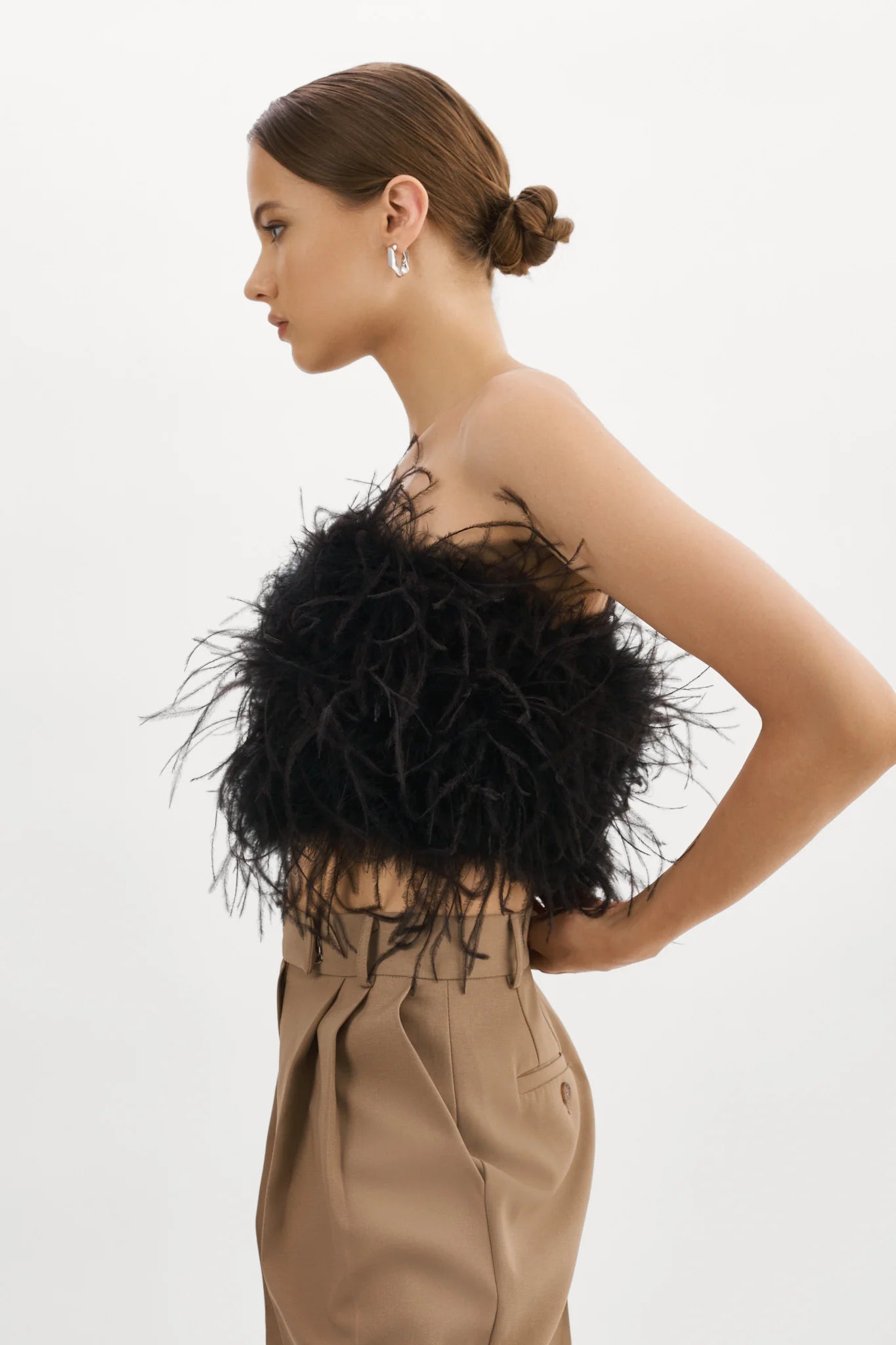 ZAINA FEATHER BUSTIER TOP