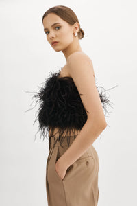 ZAINA FEATHER BUSTIER TOP