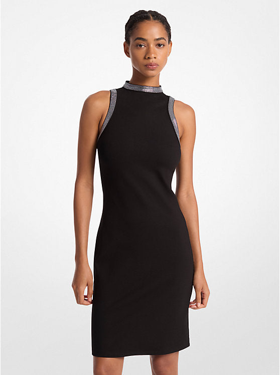 MICHAEL KORS EMBELLISHED KNIT HALTER DRESS