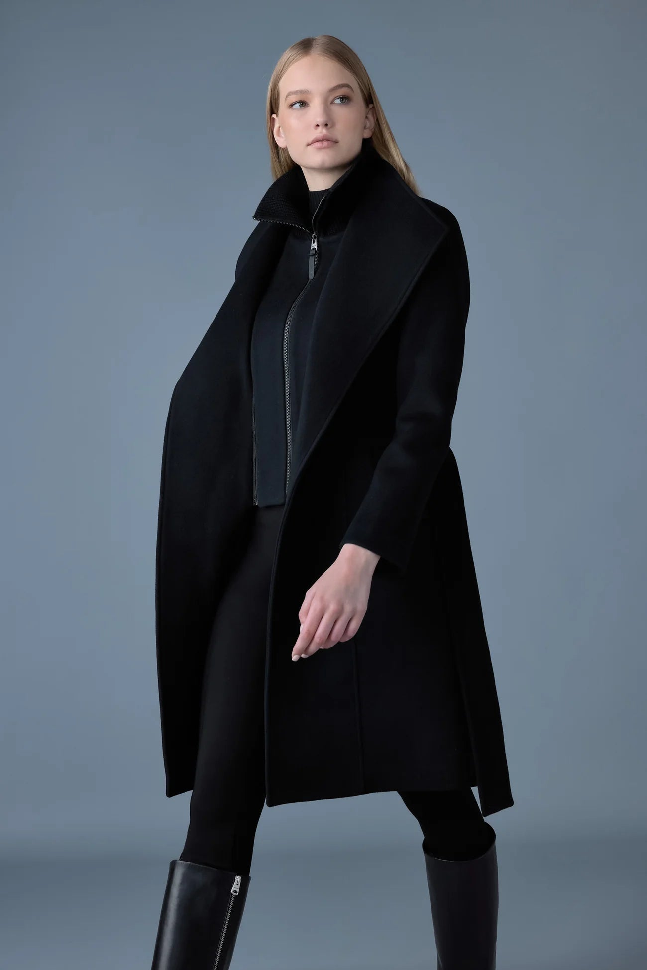 MACKAGE NORITA 2-in-1 double face wool coat with sash  DOWN TO -5ºC