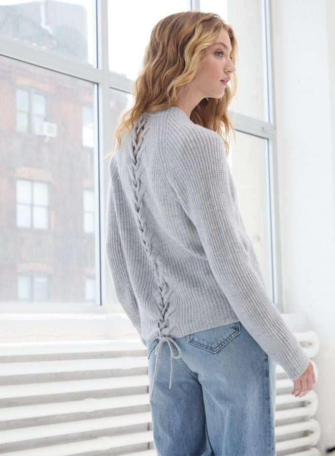 AUTUMN CASHMERE BRAIDED BACK SHAKER CREW