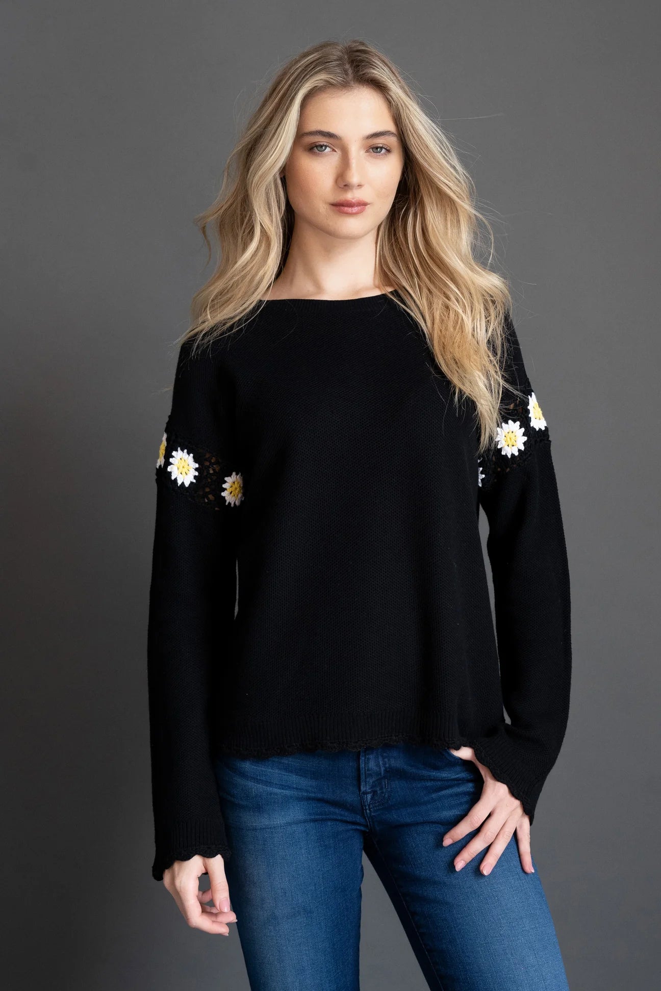 LISA TODD UPSY DAISY COTTON SWEATER