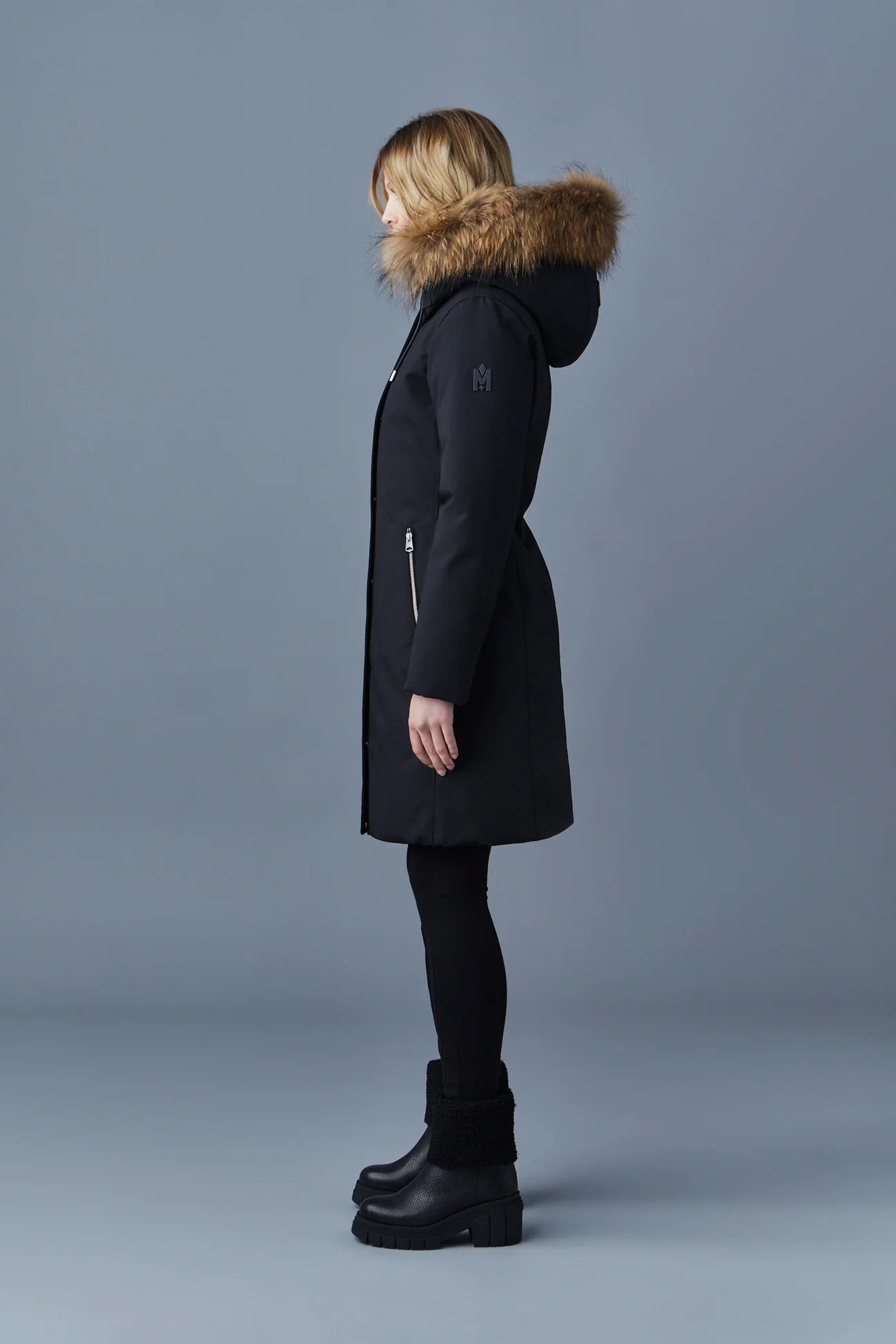 MACKAGE SHILOH 2 IN 1 fitted down coat with removable bib and natural Elaine Dickinson