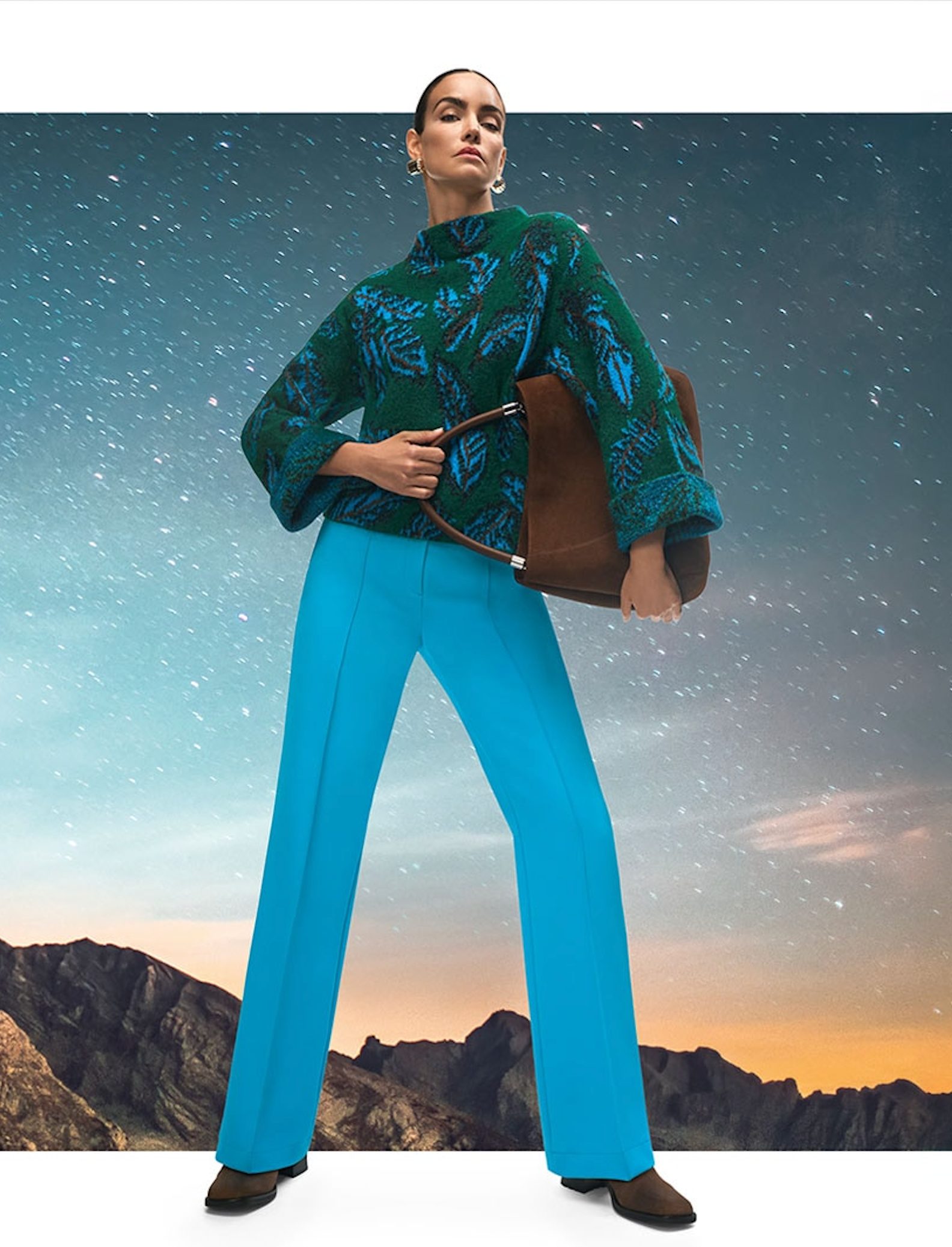 MARC CAIN KNITTED IN GERMANY JACQUARD PRINT JUMPER