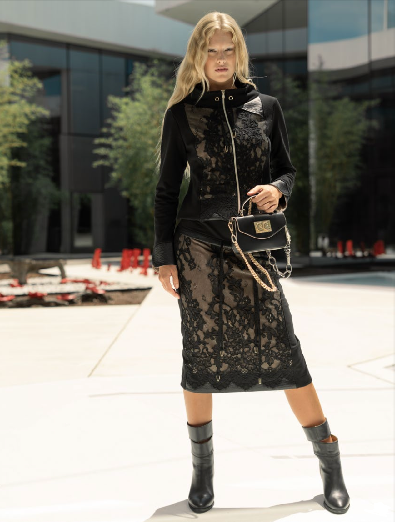 ELISA CAVALETTI BLACK & WHITE LACE JACKET