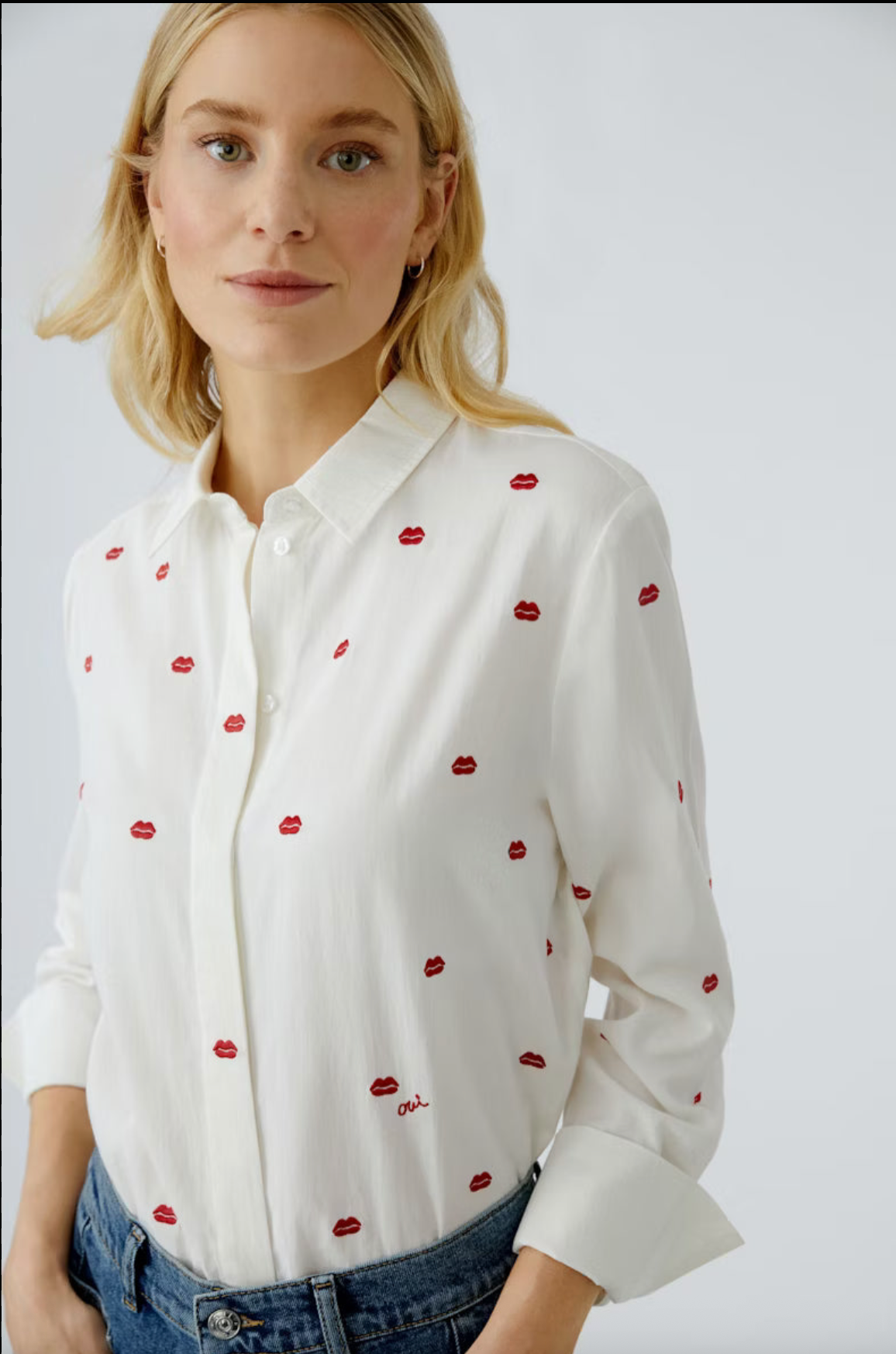 OUI RED LIPS BLOUSE