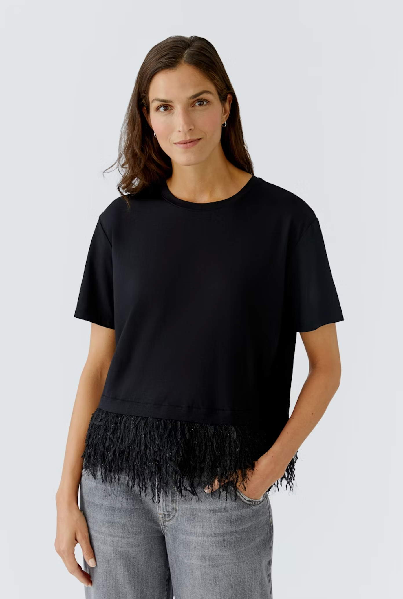 OUI COLLECTION T-SHIRT WITH FEATHER DETAIL