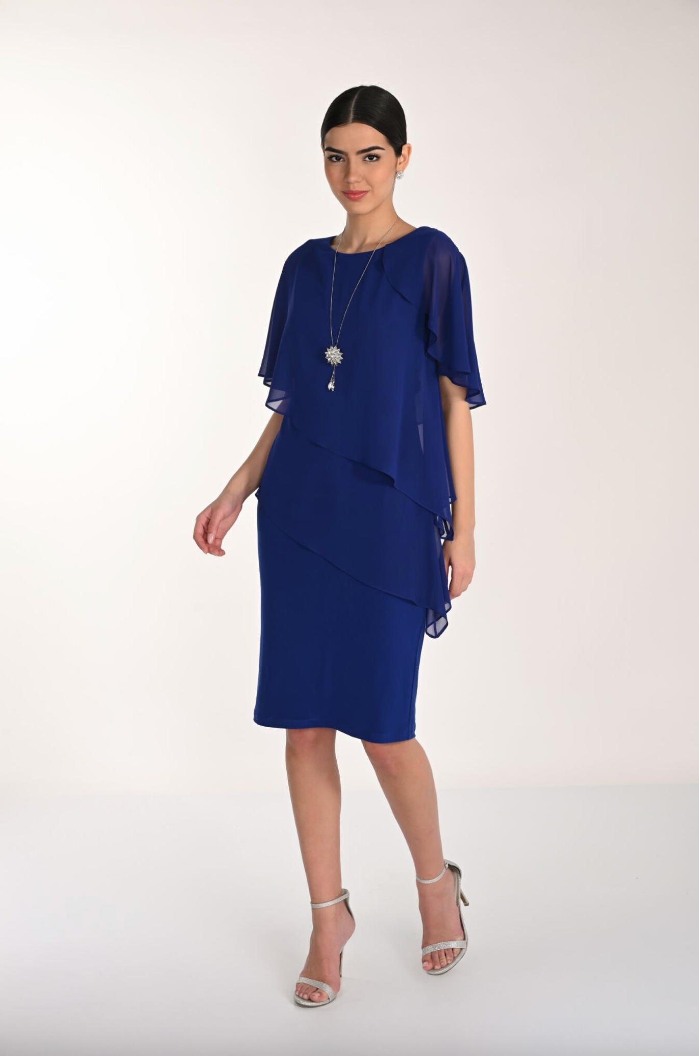 KNIT DRESS IMPERIAL BLUE WITH NECKLACE ATTACHED 268004