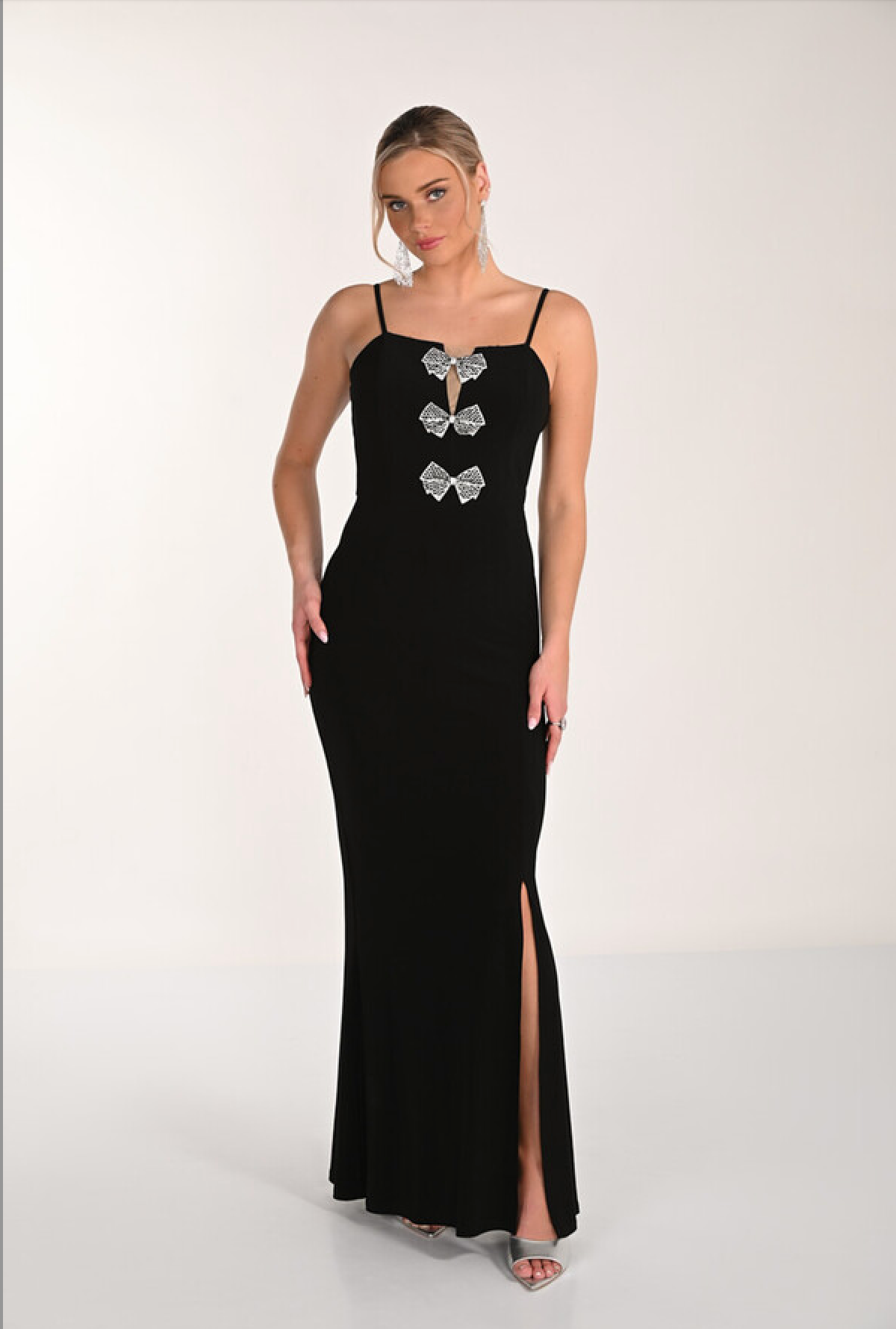 STRAPLESS RHINESTONE BOW GOWN 268021