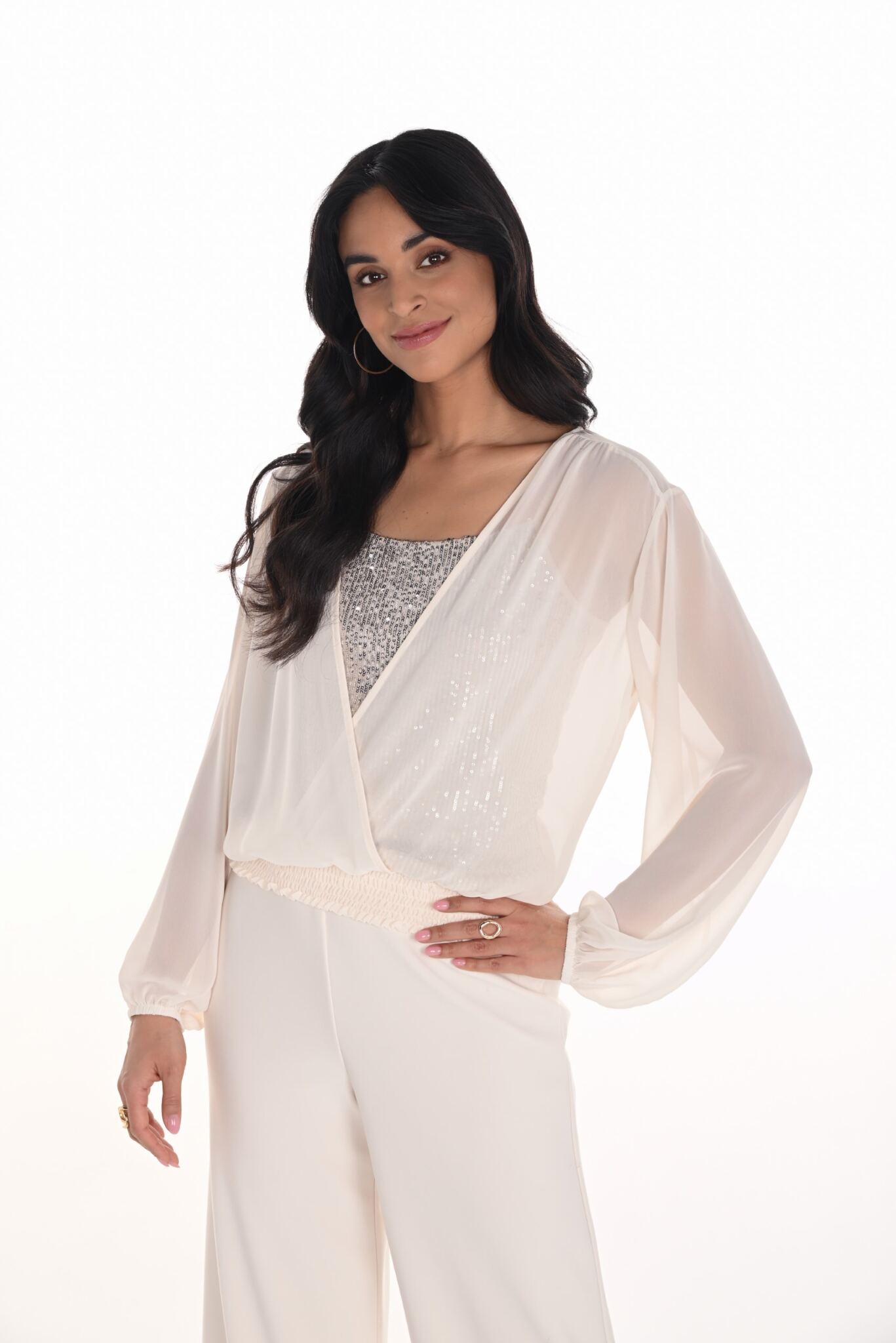 MESH TOP WITH SEQUIN TANK VANILLA 254163