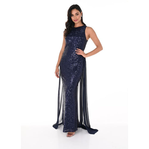 SEQUIN GOWN WITH DETACHABLE SHEER TRAIN 248135