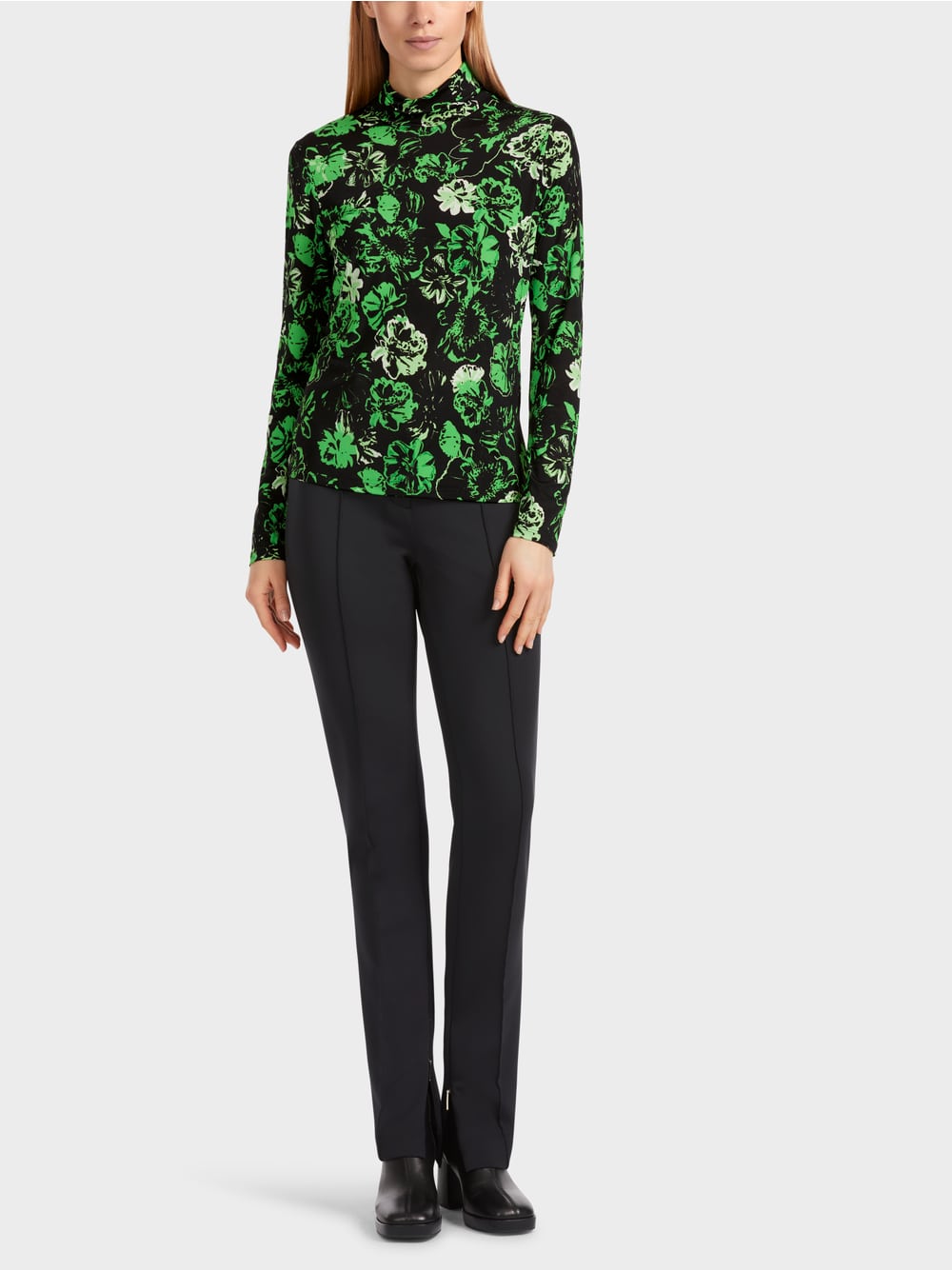 MARC CAIN ROLL NECK T- SHIRT IN FLORAL DESIGN