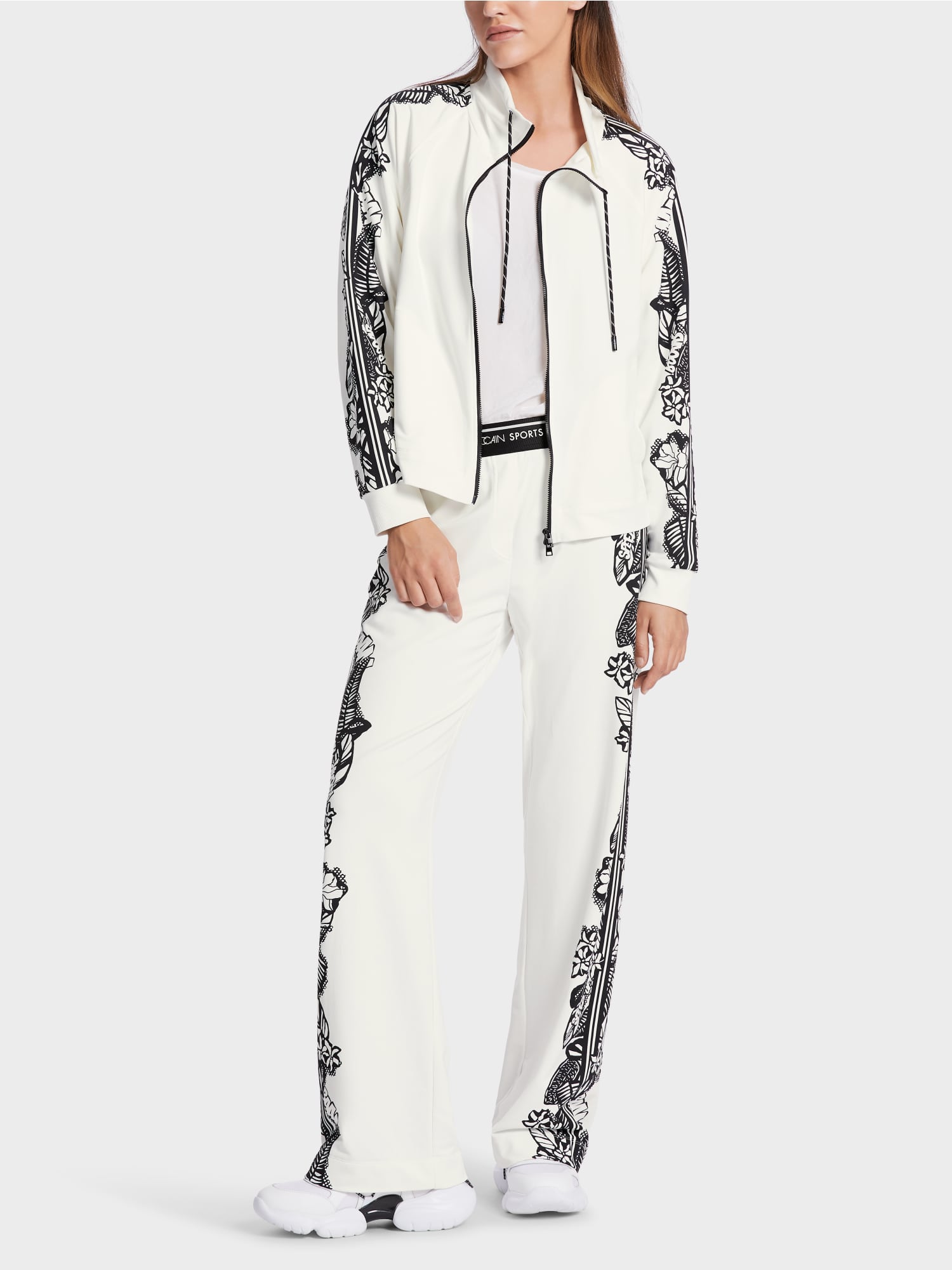 MARC CAIN ZIP-UP JACKET WITH FLORAL PRINT