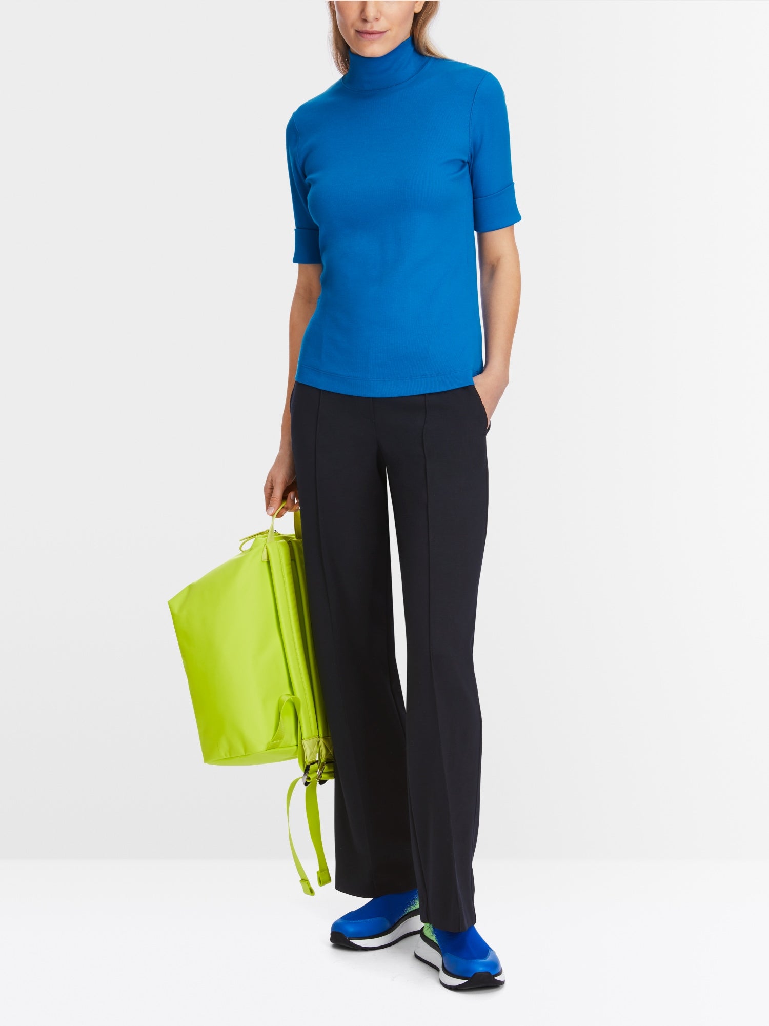 MARC CAIN SHORT T-SHIRT WITH MOCK NECK