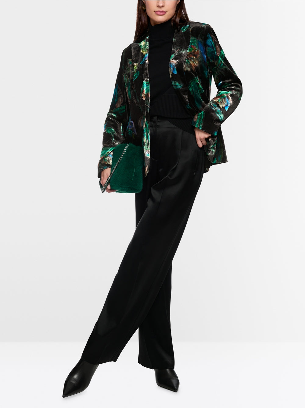 MARC CAIN VELVET BLAZER WITH FEATHER PRINT