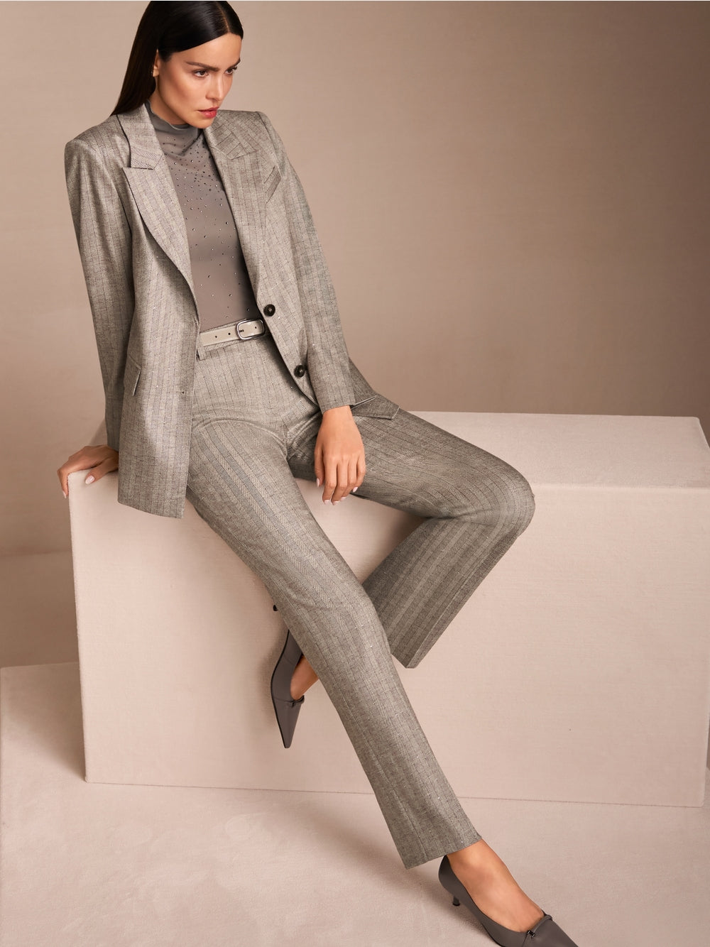 MARC CAIN LONG SLEEVE MESH SPARKLE DETAIL ZC 48.15 J47