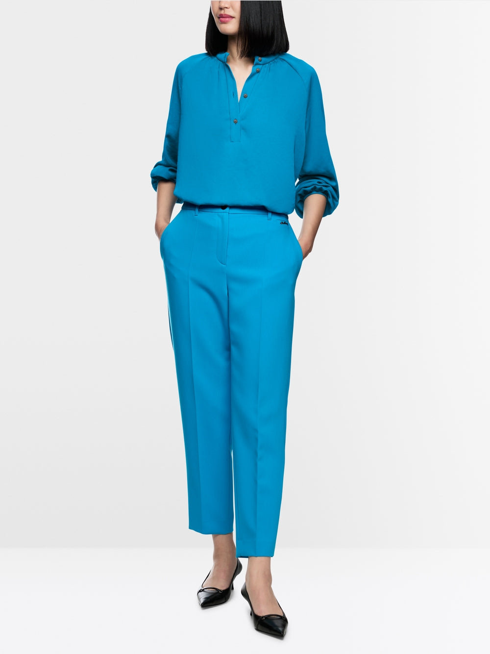 MARC CAIN RETHINK TOGETHER STAND-UP COLLAR BLOUE
