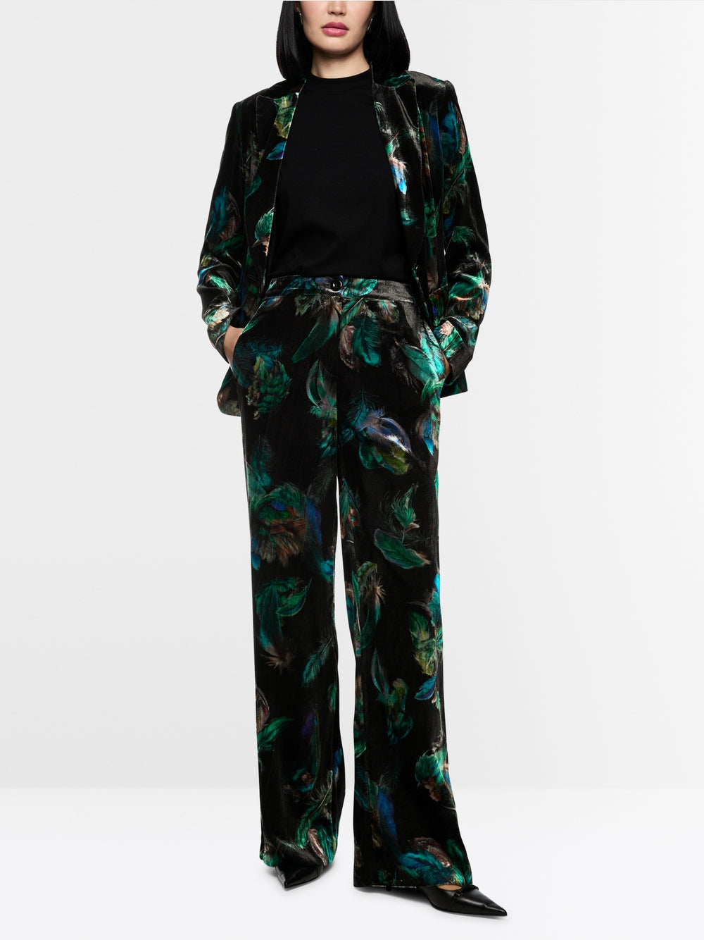 MARC CAIN WARRI VELVET TROUSERS WITH PRINT