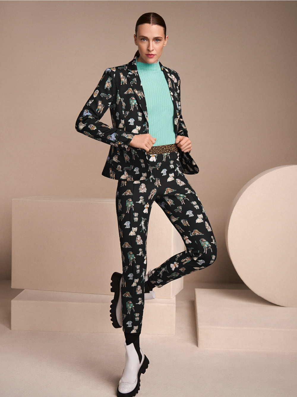 MARC CAIN SCUBA BLAZER WITH DOGGIE PRINT