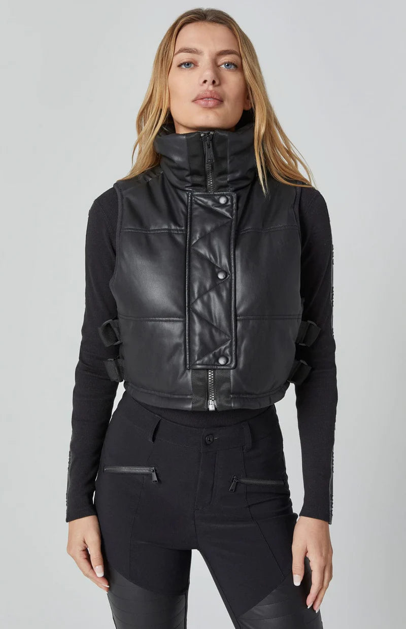 ALP N ROCK LA VITESSE II CROPPED VEST | BLACK FAUX LEATHER