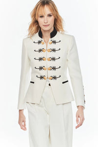 THE EXTREME COLLECTION WHITE CONTRAST EMBROIDERED DUNDEE BLAZER
