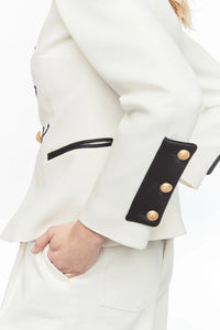 THE EXTREME COLLECTION WHITE CONTRAST EMBROIDERED DUNDEE BLAZER